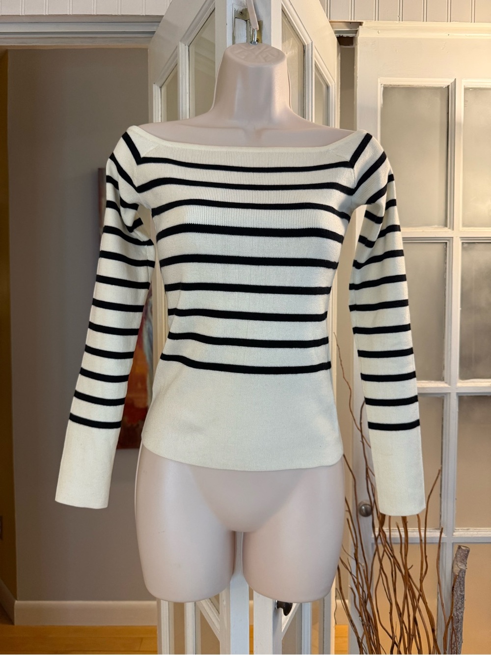 ✨The WorkShop Striped Boat Neck Knit Top Small✨